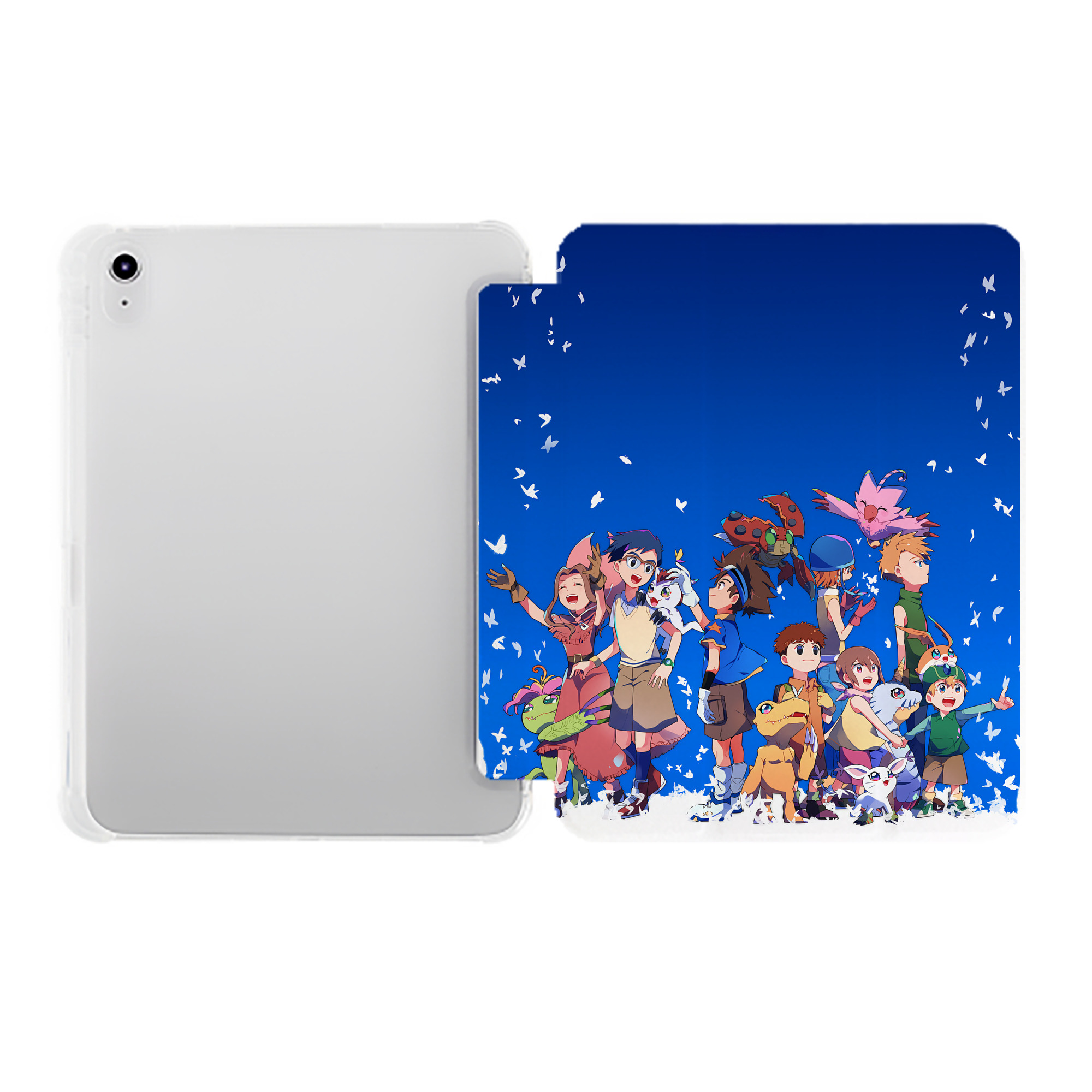 （画像用） Digimon デジタルモンスター/デジモン IPad ケース ペン収納付き 三つ折りスタンド PUレザー×シリコン 対応機種9.5/10.5/10.9インチ